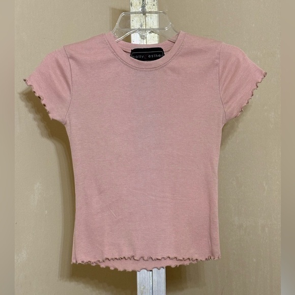Polly & Esther Tops - POLLY&ESTHER RIBBED CREW NECK SHORT SLEEVE TEE SZ SMALL